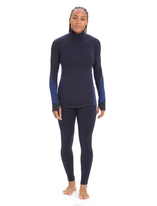 Icebreaker vrouwen bodyfitzone merino 260 zone thermische top met lange mouwen en halve ritsmiddernacht marine/koninklijke marine XXNJ846 kleding