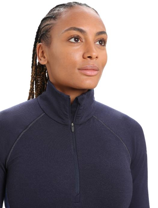 Icebreaker vrouwen bodyfitzone merino 260 zone thermische top met lange mouwen en halve ritsmiddernacht marine/koninklijke marine XXNJ846 kleding