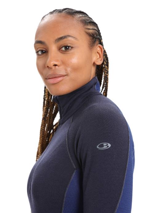 Icebreaker vrouwen bodyfitzone merino 260 zone thermische top met lange mouwen en halve ritsmiddernacht marine/koninklijke marine XXNJ846 kleding