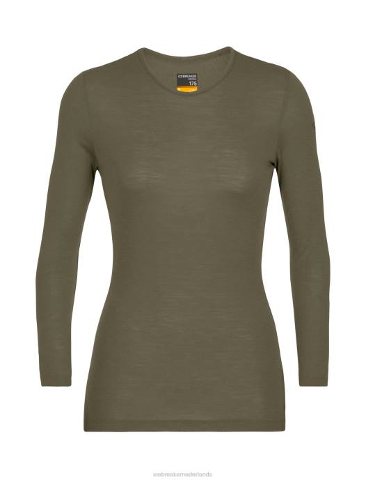 Icebreaker vrouwen merino 175 alledaagse thermische top met lange mouwen en ronde halsladen XXNJ817 kleding