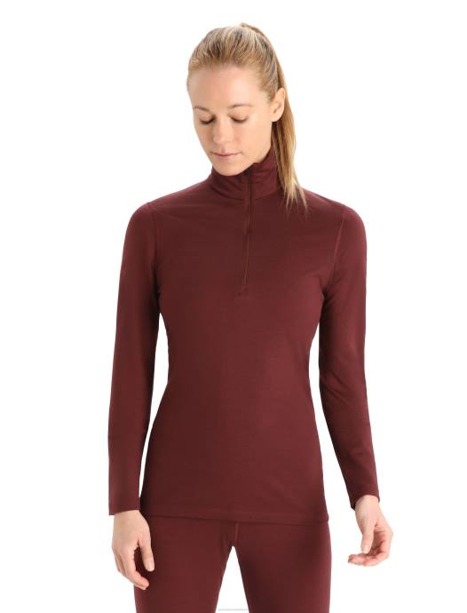 Icebreaker vrouwen merino 200 oasis thermische top met lange mouwen en halve ritsespresso XXNJ898 kleding