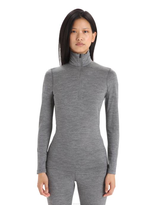 Icebreaker vrouwen merino 200 oasis thermische top met lange mouwen en halve ritsgritsteen heide XXNJ569 kleding