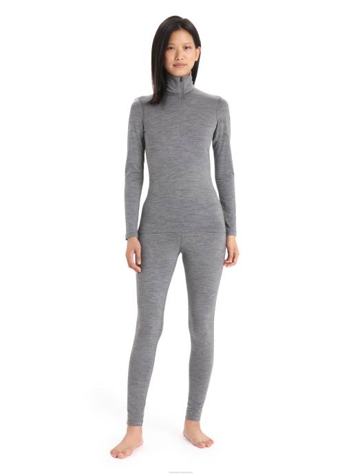 Icebreaker vrouwen merino 200 oasis thermische top met lange mouwen en halve ritsgritsteen heide XXNJ569 kleding