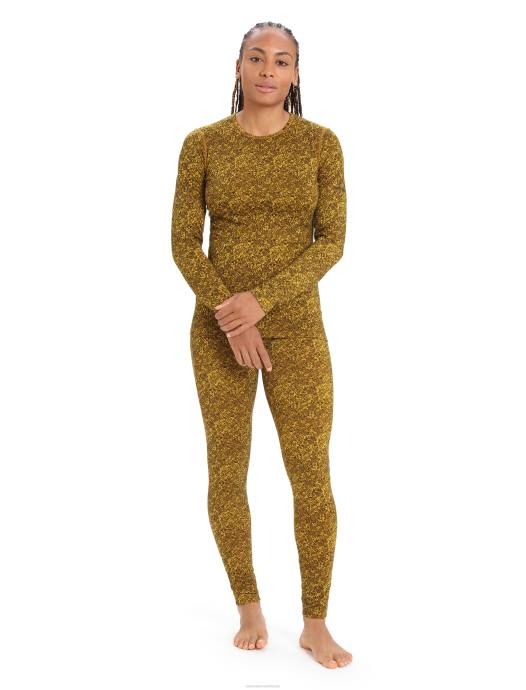 Icebreaker vrouwen merino 200 oasis thermische top met lange mouwen, lichenstil goud/kruidnagel XXNJ836 kleding