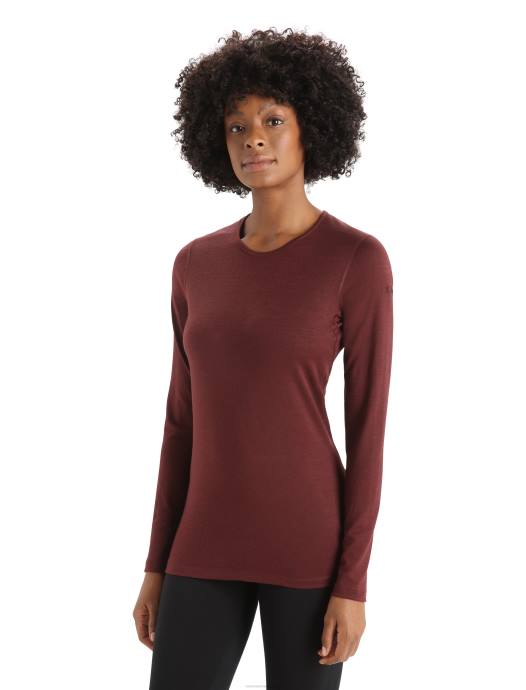 Icebreaker vrouwen merino 200 oasis thermotop met lange mouwen en ronde halsespresso XXNJ802 kleding