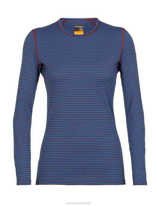 Icebreaker vrouwen merino 200 oasis thermotop met lange mouwen en ronde halslazuriet/espresso XXNJ804 kleding