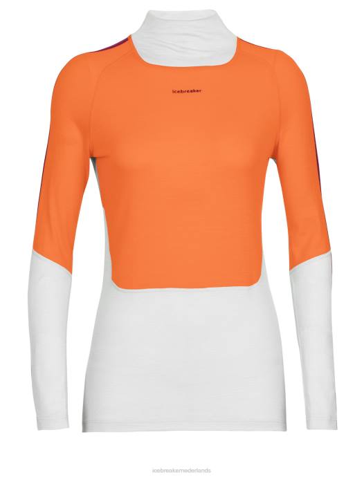 Icebreaker vrouwen merino 200 sonebula thermische top met lange mouwen en hoge halsether/flits XXNJ878 kleding