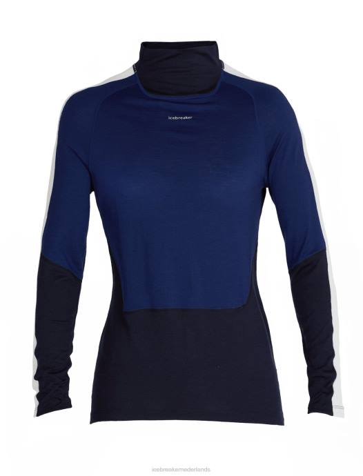 Icebreaker vrouwen merino 200 sonebula thermische top met lange mouwen en hoge halsmiddernacht marine/koninklijke marine XXNJ594 kleding