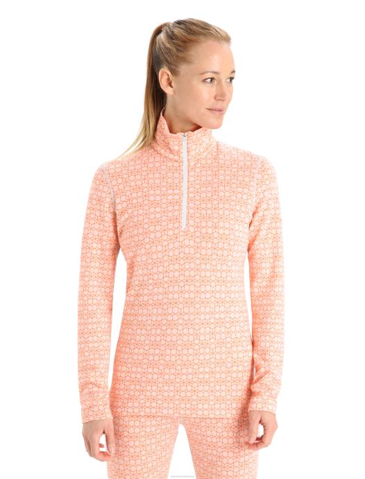 Icebreaker vrouwen merino 250 vertex thermisch topje met lange mouwen en halve rits alpine geosneeuw/flits XXNJ821 kleding