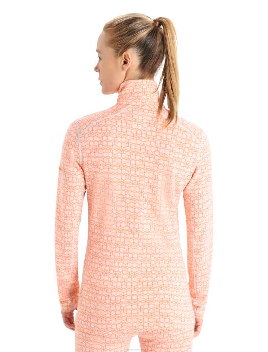 Icebreaker vrouwen merino 250 vertex thermisch topje met lange mouwen en halve rits alpine geosneeuw/flits XXNJ821 kleding