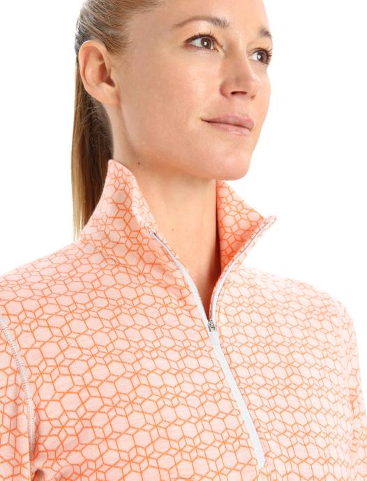 Icebreaker vrouwen merino 250 vertex thermisch topje met lange mouwen en halve rits alpine geosneeuw/flits XXNJ821 kleding