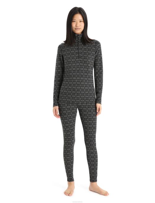 Icebreaker vrouwen merino 250 vertex thermisch topje met lange mouwen en halve rits alpine geozwarte sneeuw XXNJ820 kleding