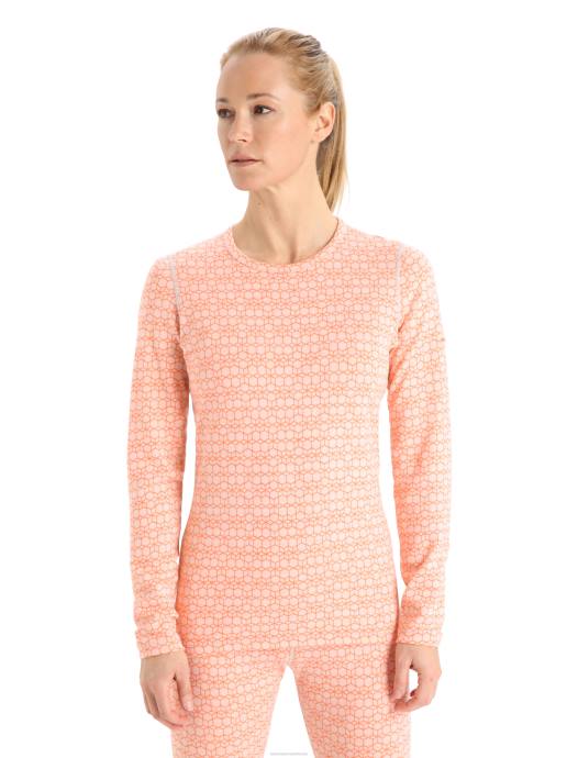 Icebreaker vrouwen merino 250 vertex thermisch topje met lange mouwen en ronde hals alpine geosneeuw/flits XXNJ858 kleding