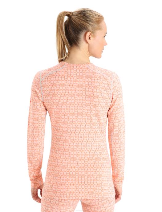 Icebreaker vrouwen merino 250 vertex thermisch topje met lange mouwen en ronde hals alpine geosneeuw/flits XXNJ858 kleding