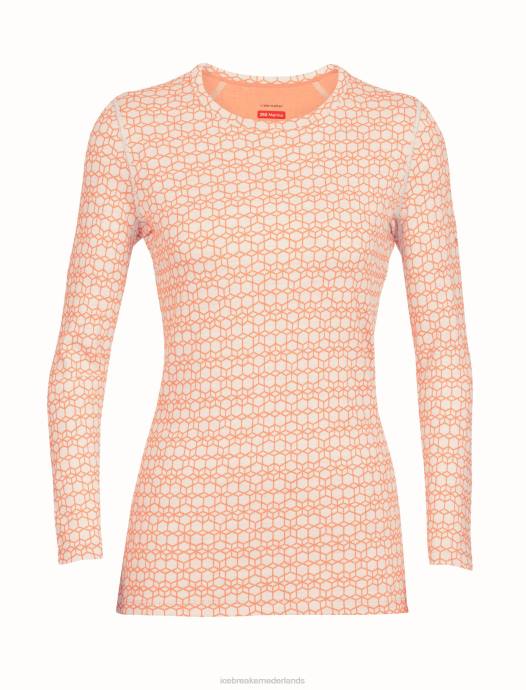 Icebreaker vrouwen merino 250 vertex thermisch topje met lange mouwen en ronde hals alpine geosneeuw/flits XXNJ858 kleding