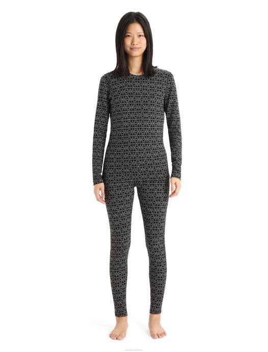 Icebreaker vrouwen merino 250 vertex thermisch topje met lange mouwen en ronde hals alpine geozwarte sneeuw XXNJ857 kleding