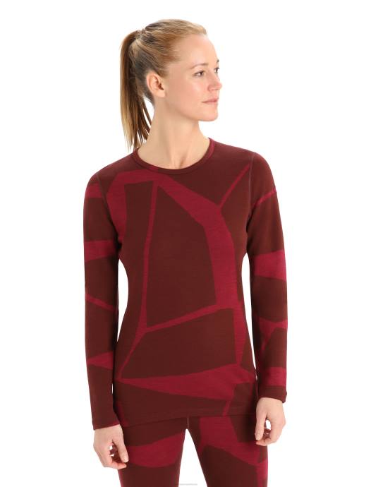 Icebreaker vrouwen merino 250 vertex thermotop met lange mouwen en ronde hals gebroken landschappenespresso/kers XXNJ906 kleding