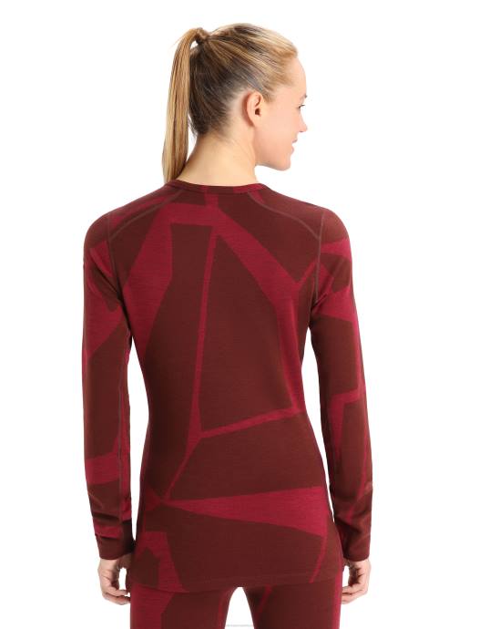 Icebreaker vrouwen merino 250 vertex thermotop met lange mouwen en ronde hals gebroken landschappenespresso/kers XXNJ906 kleding