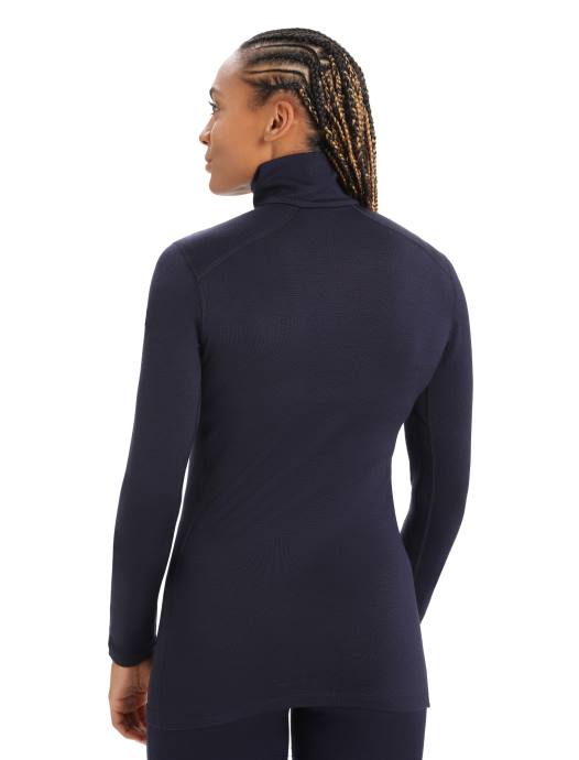 Icebreaker vrouwen merino 260 tech thermische top met lange mouwen en halve ritsmiddernacht marine XXNJ575 kleding