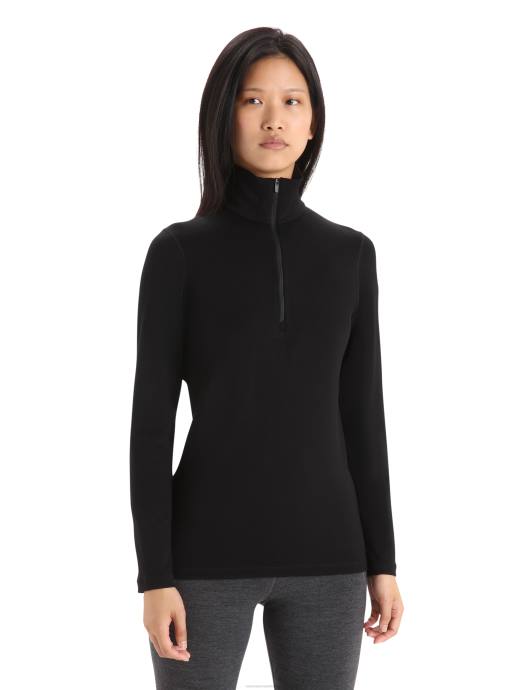 Icebreaker vrouwen merino 260 tech thermische top met lange mouwen en halve ritszwart XXNJ574 kleding