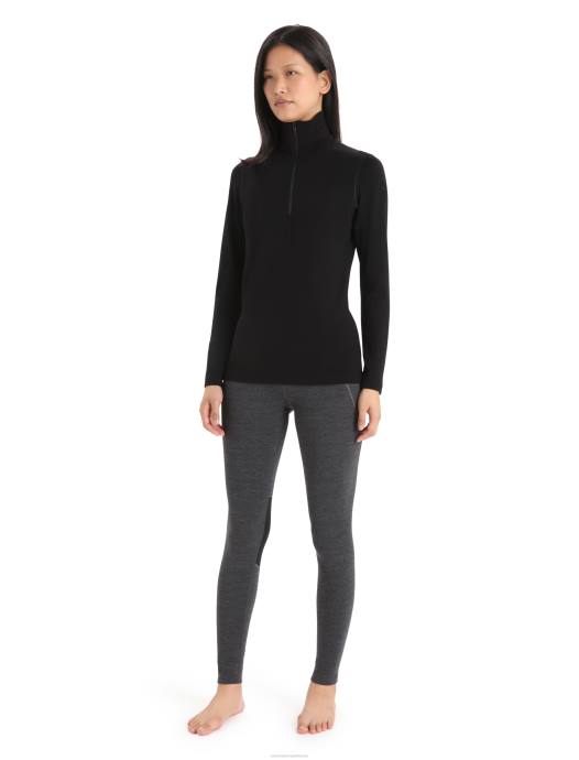 Icebreaker vrouwen merino 260 tech thermische top met lange mouwen en halve ritszwart XXNJ574 kleding