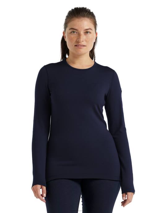 Icebreaker vrouwen merino 260 tech thermotop met lange mouwen en ronde halsmiddernacht marine XXNJ572 kleding