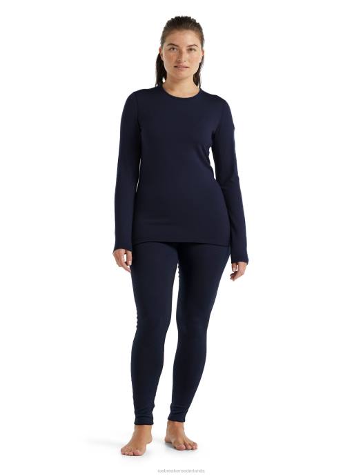 Icebreaker vrouwen merino 260 tech thermotop met lange mouwen en ronde halsmiddernacht marine XXNJ572 kleding