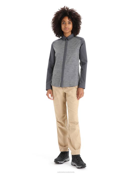 Icebreaker vrouwen Merino wandeltop met lange mouwengritstone heide/moesson XXNJ693 kleding