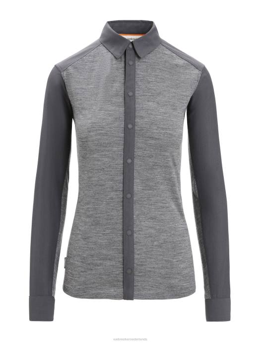 Icebreaker vrouwen Merino wandeltop met lange mouwengritstone heide/moesson XXNJ693 kleding