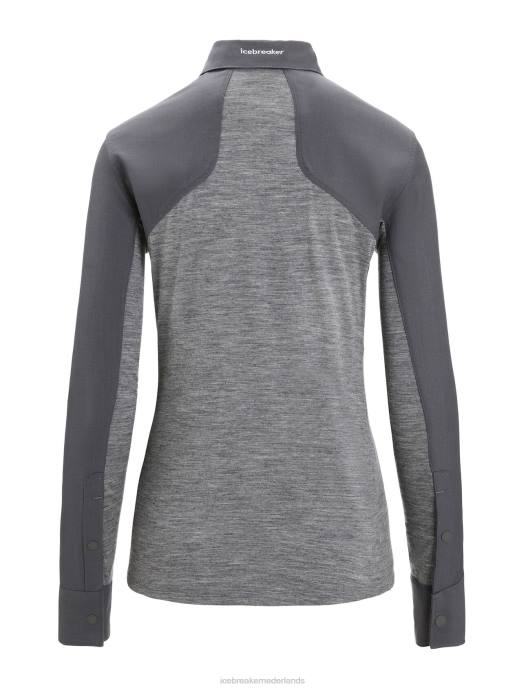 Icebreaker vrouwen Merino wandeltop met lange mouwengritstone heide/moesson XXNJ693 kleding