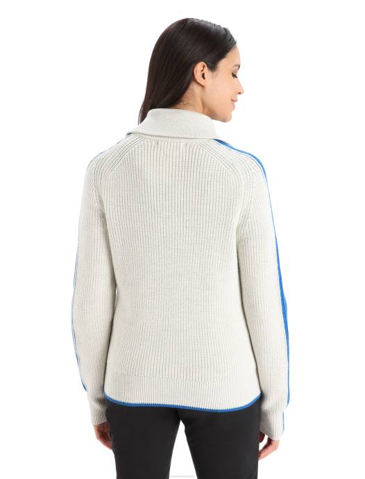 Icebreaker vrouwen Merino lodge trui met lange mouwen en halve ritsecru heide/lazuriet XXNJ838 kleding